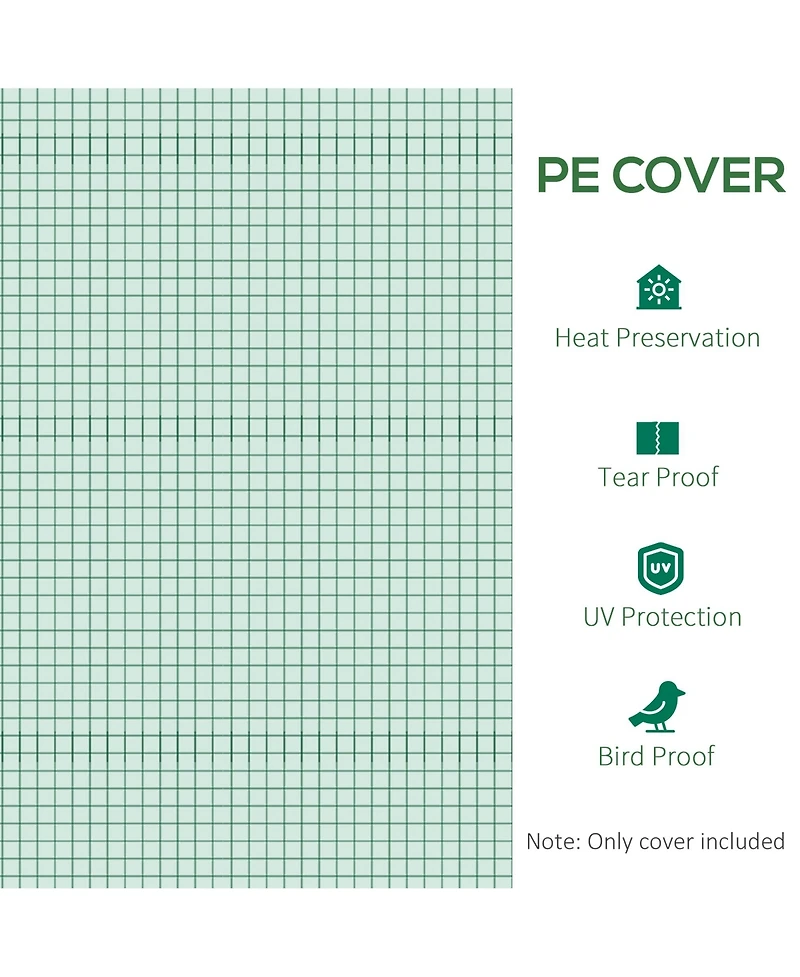 Outsunny Additional Hot House / Plant Nursery Cover & Tarp w/ Zipper Door Green