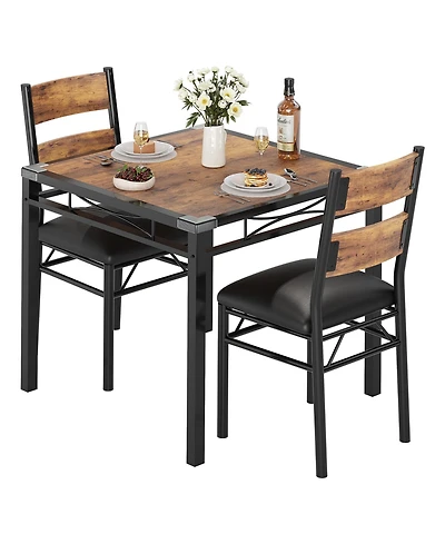 gaomon 2-Person Dining Table Set with Padded Chairs and Corner Guards