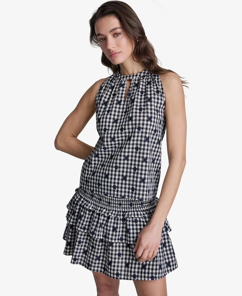 Bcbg Women's Gingham Halter Neck Sleeveless Top