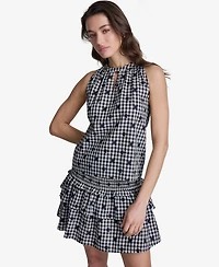 Bcbg Women's Gingham Halter Neck Sleeveless Top