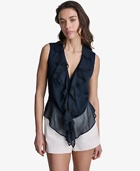 Bcbg Women's Ruffled V-Neck Sleeveless Blouse