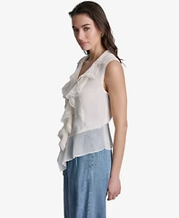 Bcbg Women's Ruffled V-Neck Sleeveless Blouse