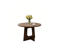 gaomon 4-Person Farmhouse Round Dining Table with Triangular Pedestal