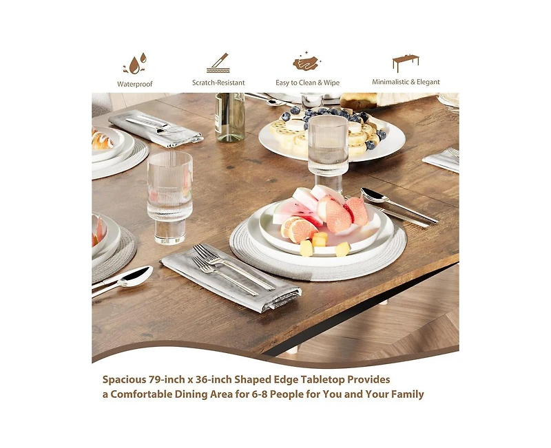 gaomon 6-8 Person Modern Wooden Dining Table with Wave Edge