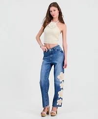 Guess Women's Alicia Flower Crochet Halter Sweater