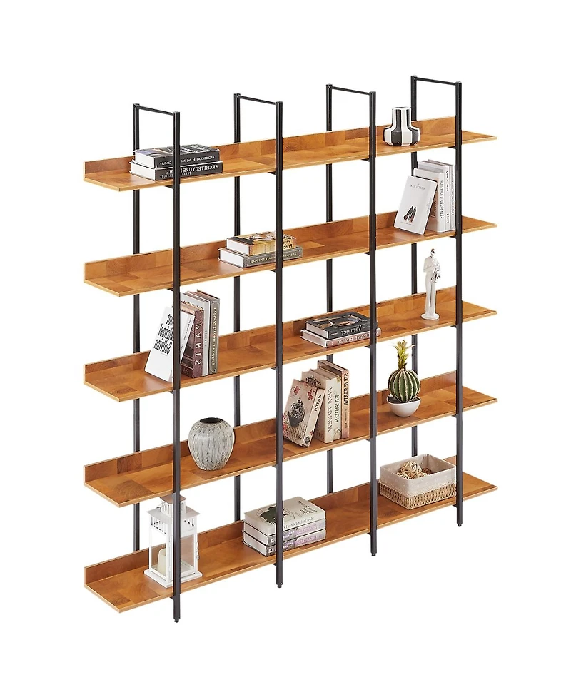 Streamdale Furniture 5 Tier Industrial Style Bookcase with Metal Frame
