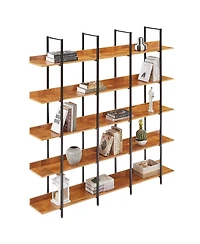 Streamdale Furniture 5 Tier Industrial Style Bookcase with Metal Frame