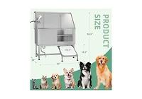 Aecojoy 50” Height Adjustable Stainless Steel Dog Bathtub with Ramp