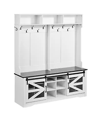 Gouun Led Hall Tree Entryway Bench with Shoe Storage, 12 Hooks, 59 in Wide, Adjustable Shelves