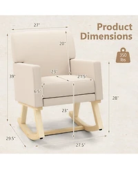 Gouun Upholstered Rocking Chair with Padded Seat and Solid Wood Base