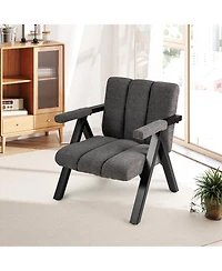 Gouun Oversized Tufted Accent Chair with Metal Frame and Padded Armrests