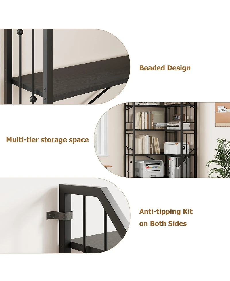 gaomon Tall 7-Tier Industrial L-Shaped Corner Bookshelf