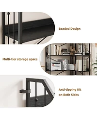gaomon Industrial L-Shaped Corner Bookshelf, 5-Tier Bookcase Storage Display Shelf