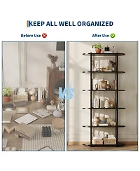 gaomon 6-Tier Industrial Wooden Bookshelf