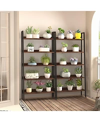 gaomon 5-Tier Industrial Metal Frame Bookshelf, Adjustable Feet Farmhouse Open Bookcase