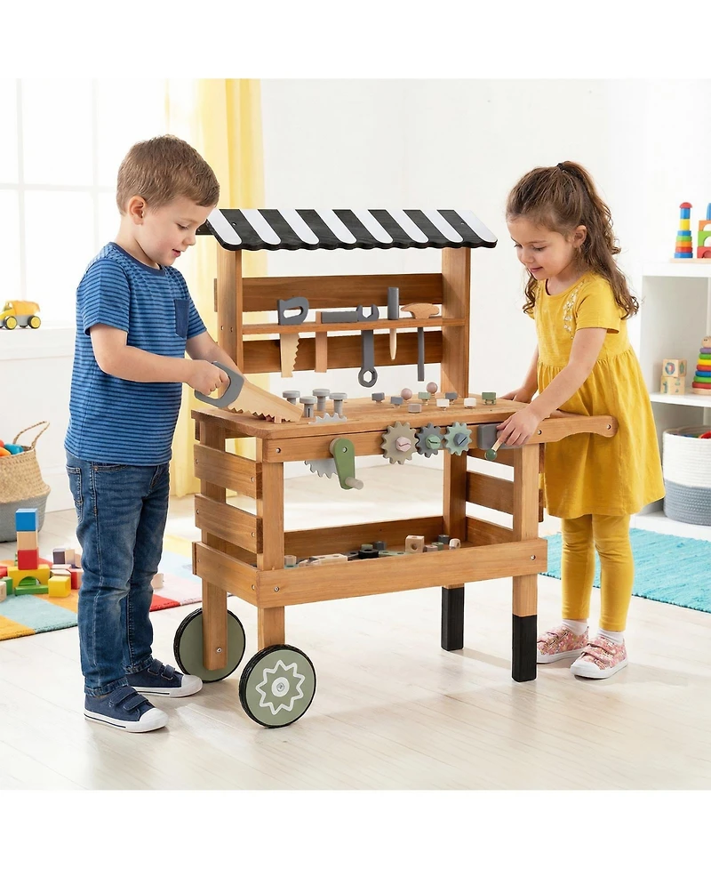 Slickblue Kids Rolling Tool Cart 2-in-1 Construction Playset Toy