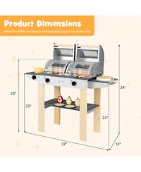 Slickblue Wooden Kids Grill Playset Bbq Toy with Food and Accessories