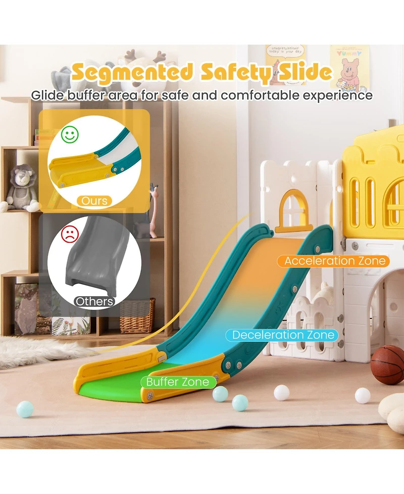 Slickblue Toddler Playground Slide Set with Tunnel Ladder and Hoop