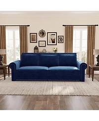 Streamdale Furniture Chesterfield Velvet Pull Out Sofa Bed, Nailhead Trim