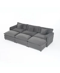 Streamdale Furniture Oversized Deep Seat Sectional Cloud Sofa Sleeper with 3 Ottomans & Pillows