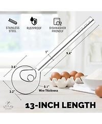 Zulay Kitchen Stainless Steel Danish Whisk for Cooking with Single Eye Dough Hook - 2 Pack