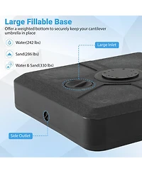 Costway Cantilever Umbrella Base with Wheels, Retractable Pull Rod, 360degree(s) Rotation for Pool