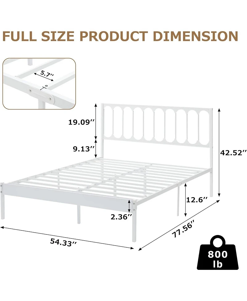 gaomon Bed Frame Metal Platform Mattress Foundation with Headboard Heavy Duty Steel Slat Support No Box Spring