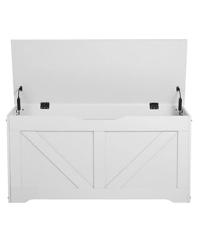 Slickblue Wooden Kids Storage Bench Toy Box with Safety Lid Hinge