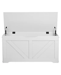 Slickblue Wooden Kids Storage Bench Toy Box with Safety Lid Hinge