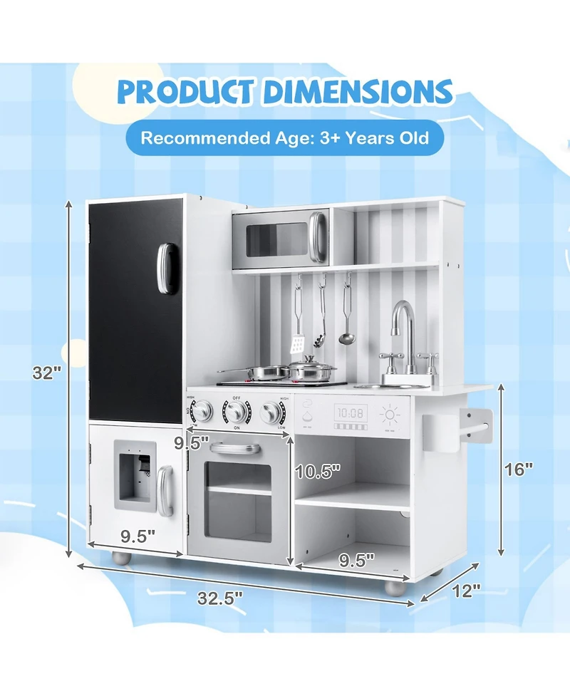 Pretend Play Kitchen for Kids with Realistic Sounds and Lights Interactive Cooking Toy