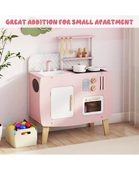 Slickblue Wooden Kitchen Playset for Kids with Stove Sink Faucet Oven