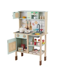 Slickblue Wooden Play Kitchen for Kids Retro Set with Lights Sounds