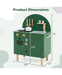 Kids Wooden Kitchen Playset with Stove Sink Microwave Oven