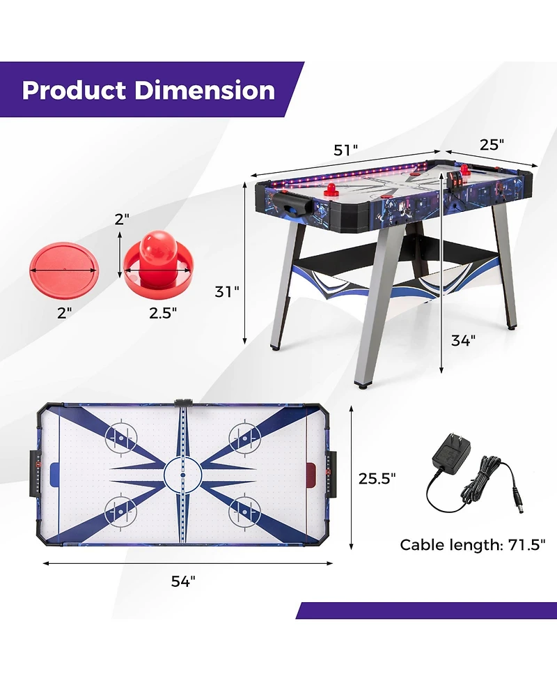 Slickblue Air Powered Hockey Game Table with 2 Pushers and Pucks