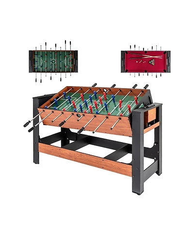 Slickblue Full Size Foosball and Pool Table 2-in-1 Combo with Stable Legs