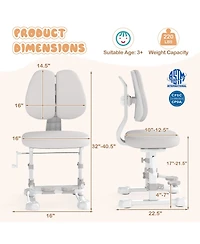 Gouun Kids Study Chair with Double Backrest, Adjustable Height and Footrest