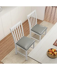 Gouun Wooden Dining Chairs Set of 2 with Pvc Leather Cushion and Hollowed Backrest