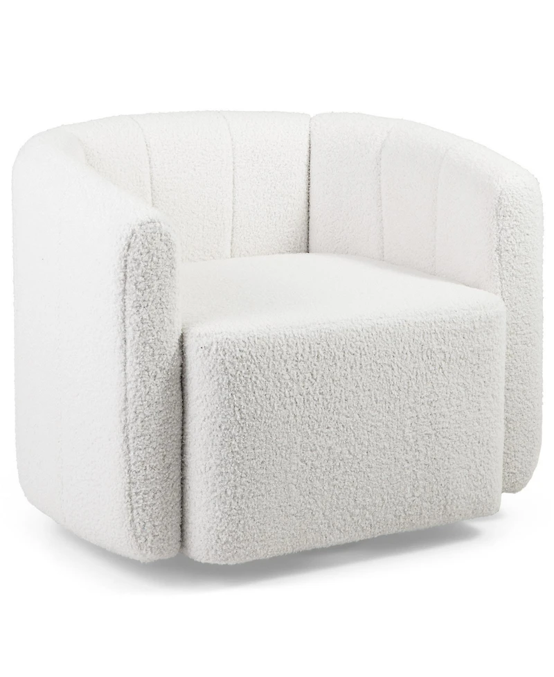 Gouun Sherpa Barrel Swivel Accent Chair with Curved Backrest