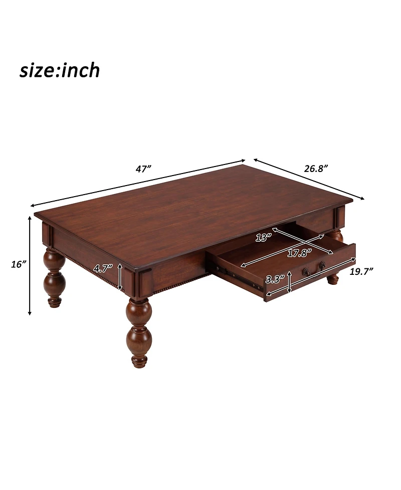 Rainsken Rectangular Wooden Coffee Table