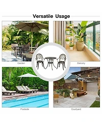 Clihome 3PCS Outdoor Cast Aluminum Bistro Set with Removable Ice Bucket & Adjustable Feet