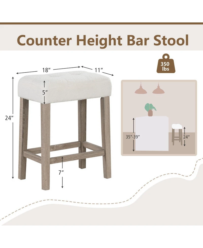 Gouun Upholstered Counter Height Bar Stools Set of 2.