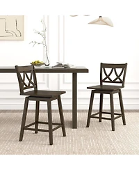 Gouun 24 in Counter Height Bar Stools Set of 2 with Rubberwood Frame