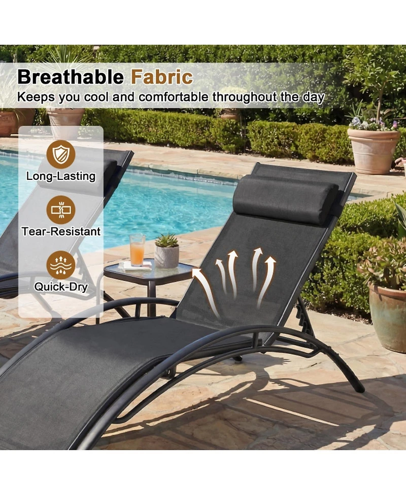 Gouun Outdoor Chaise Lounge Set of 2 with 5-Position Adjustable Backrest