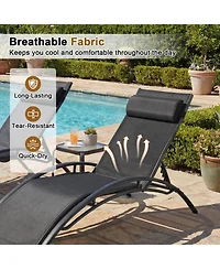 Gouun Outdoor Chaise Lounge Set of 2 with 5-Position Adjustable Backrest