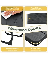 Gouun Square Outdoor Picnic Table with 4 Built-in Benches and Umbrella Hole, Hdpe Top