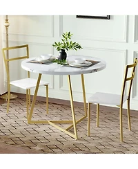 gaomon 3-Piece 2-Person Round Wooden Dining Table Set, for Kitchens and Apartments