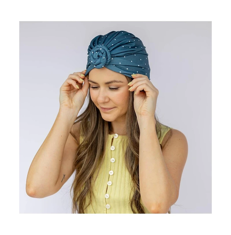 Headbands of Hope Women's Luxe Bamboo Hope Turban Dark Jade Polka Dot