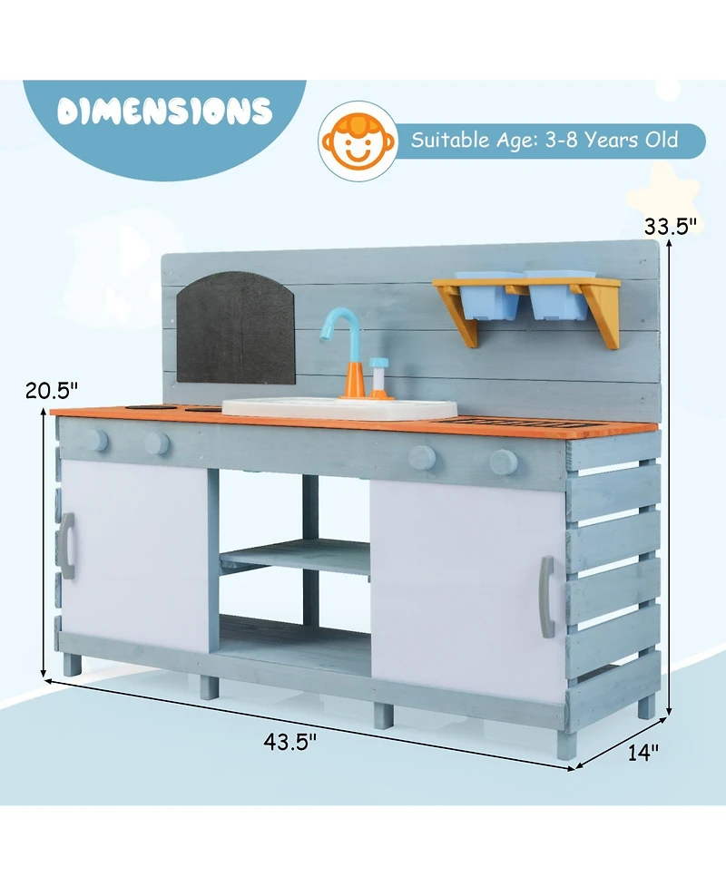 Slickblue Kids Kitchen Playset with Stove Pretend Play Toy for Boys Girls