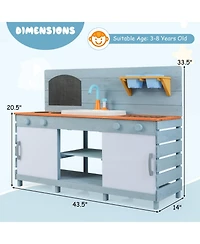 Slickblue Kids Kitchen Playset with Stove Pretend Play Toy for Boys Girls