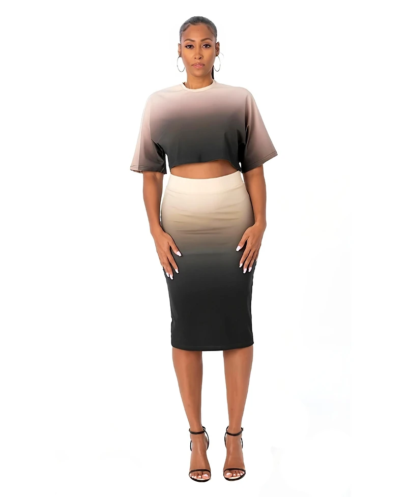 Dai Moda Women's Ombre Oversized Crop Tee
